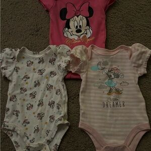 Disney Minnie Mouse Baby Girl Bodysuits, 3-Pack, Sizes 0-3 Months